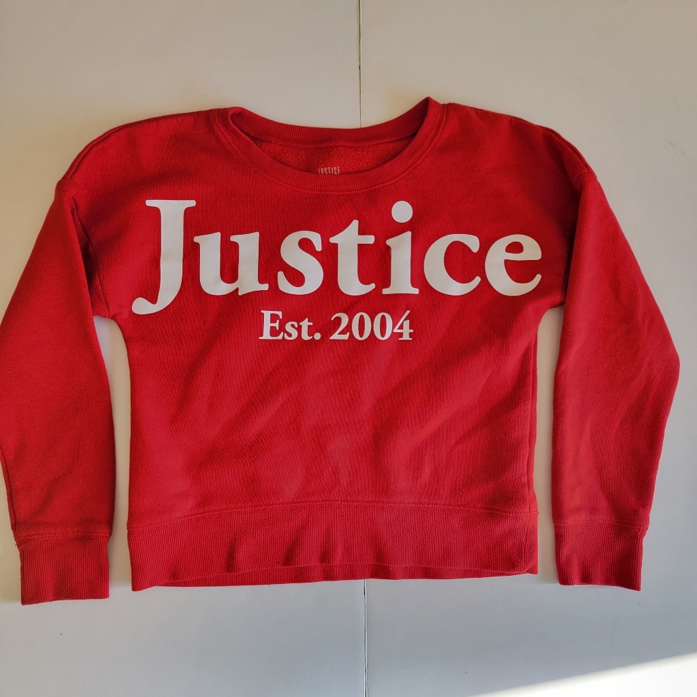 💚5/$20💚Justice Girl's Red Crop Top Sweatshirt Size 10